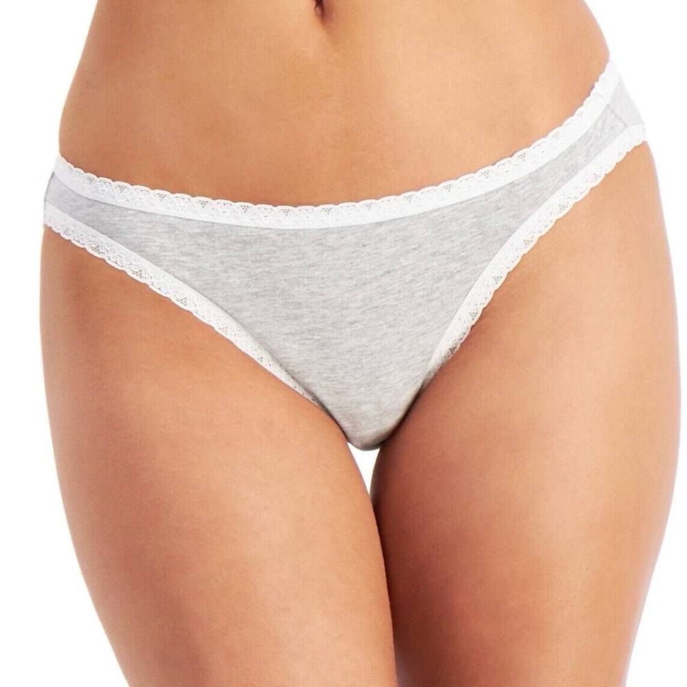 Jenni Women’s Lace Trim Bikini Underwear  Sleep Grey Heather  Size L